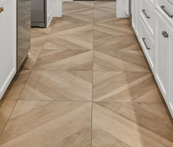 Chevron wood-look tile